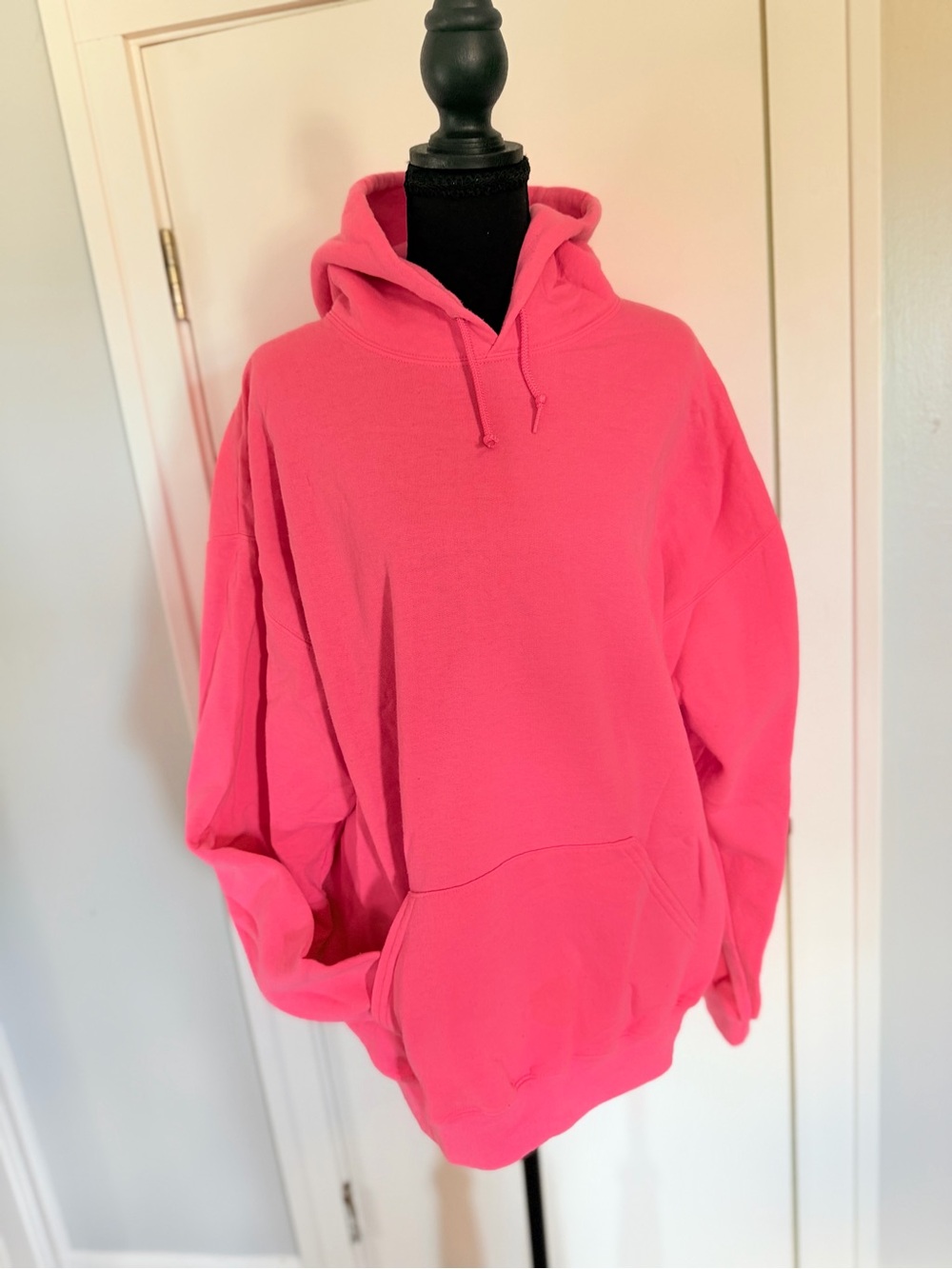 Neon Pink Women's Hoodie Sweater - Classic Pullover - Picture 4 of 5